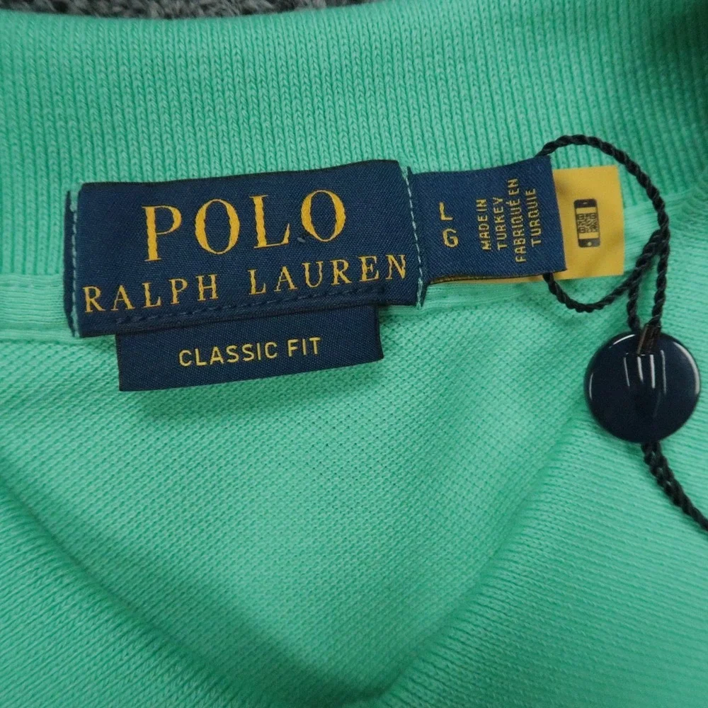Polo Ralph Lauren Shirt Mens Large Green Classic Fit Mesh Polo Short Sleeve